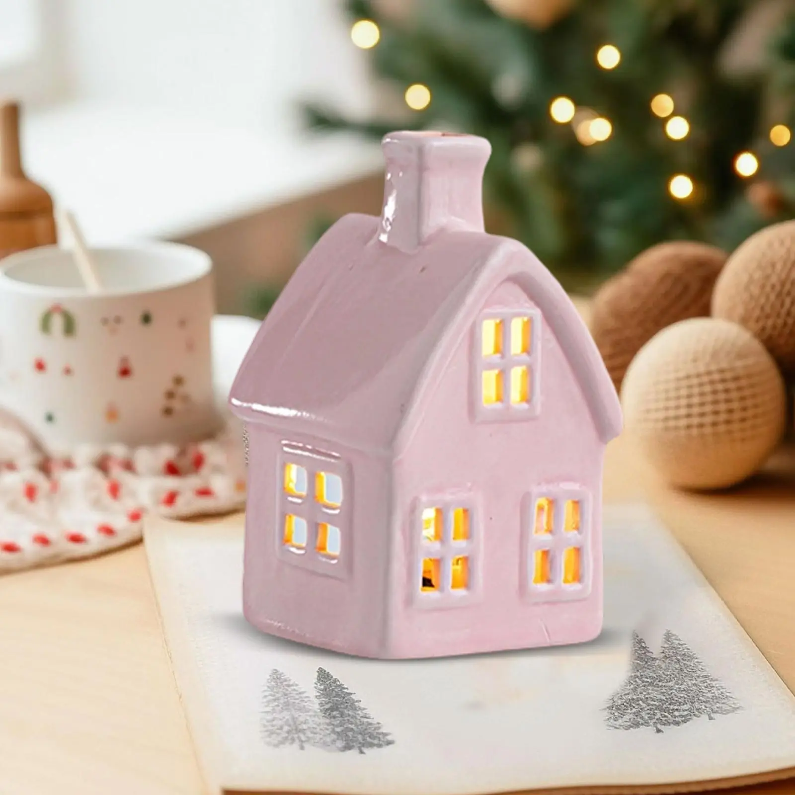 

Мини-европейский полый дом, украшение для рабочего стола, Рождественская атмосфера, световые украшения, микропейзаж, аксессуары для кукольного дома