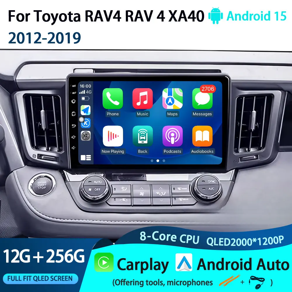 

Android 15 Carplay Auto Car radio Multimedia Player BT Stereo For Toyota RAV4 RAV 4 Xa40 2012 2013 2014 2015 2016 2017 2018 2019
