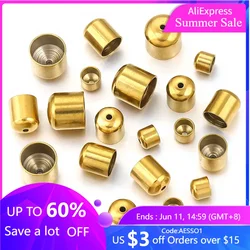 20pcs Stainless Steel Clasps End Tip Cap Crimp Bucket Gold Plated PVD DIY Bracelet Leather Jewelry Making Accessories Wholesale