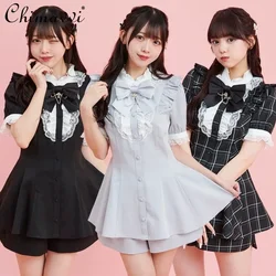 Lolita Set Japanese Mines Mass-produced Sweet and Cute Bow Lace Shirt Culottes Girls Women Elegant Women Two-piece Set Outfits