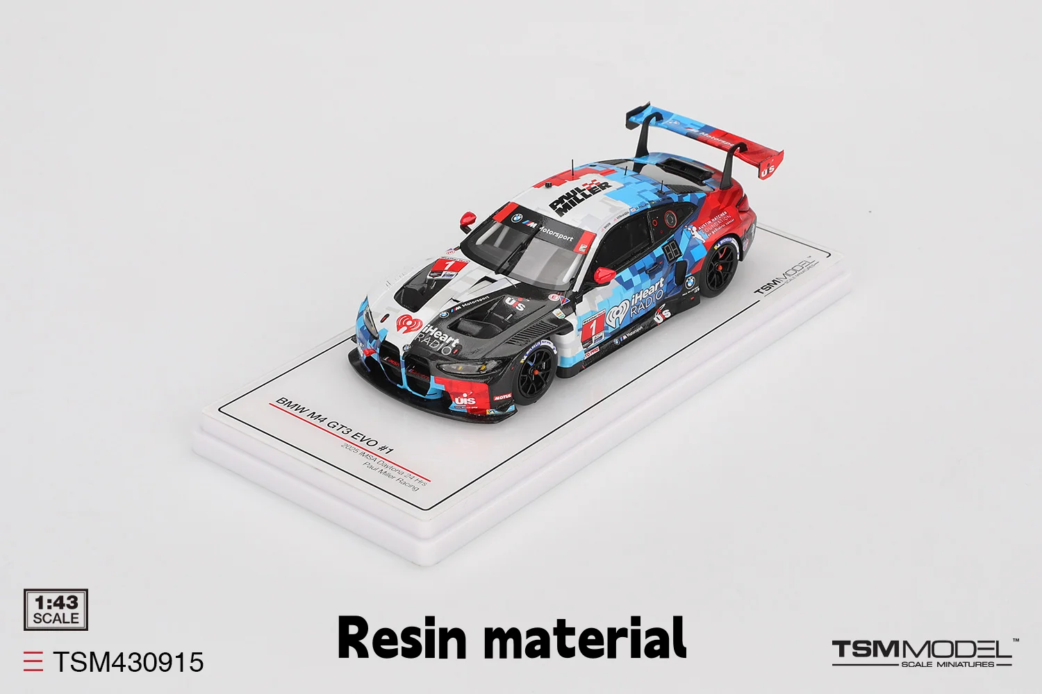 TSM 1:43 BMW BMW M4 GT3 EVO #1 Paul Miller Racing Resin Car Model