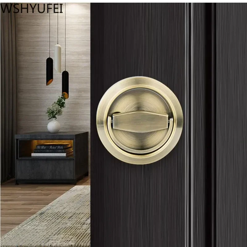 WSHYUFEI Hidden bedroom Door Locks Stainless Steel Handle Recessed Cabinet Invisible Pull Outdoor Lock Hardware Accessories