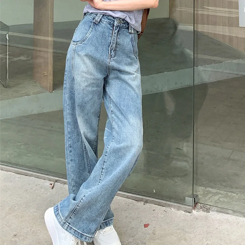 กางเกงยีนส์ทรงกระบอกขาบานสไตล์วินเทจ Y2K สำหรับผู้หญิง ฤดูใบไม้ร่วง 2025 ทรงดงแดมัน ผ้าเดนิมทรงโค้งมน ตัดแบบอเมริกัน ขากว้างยาวคลุมเท้า รุ่น 2614