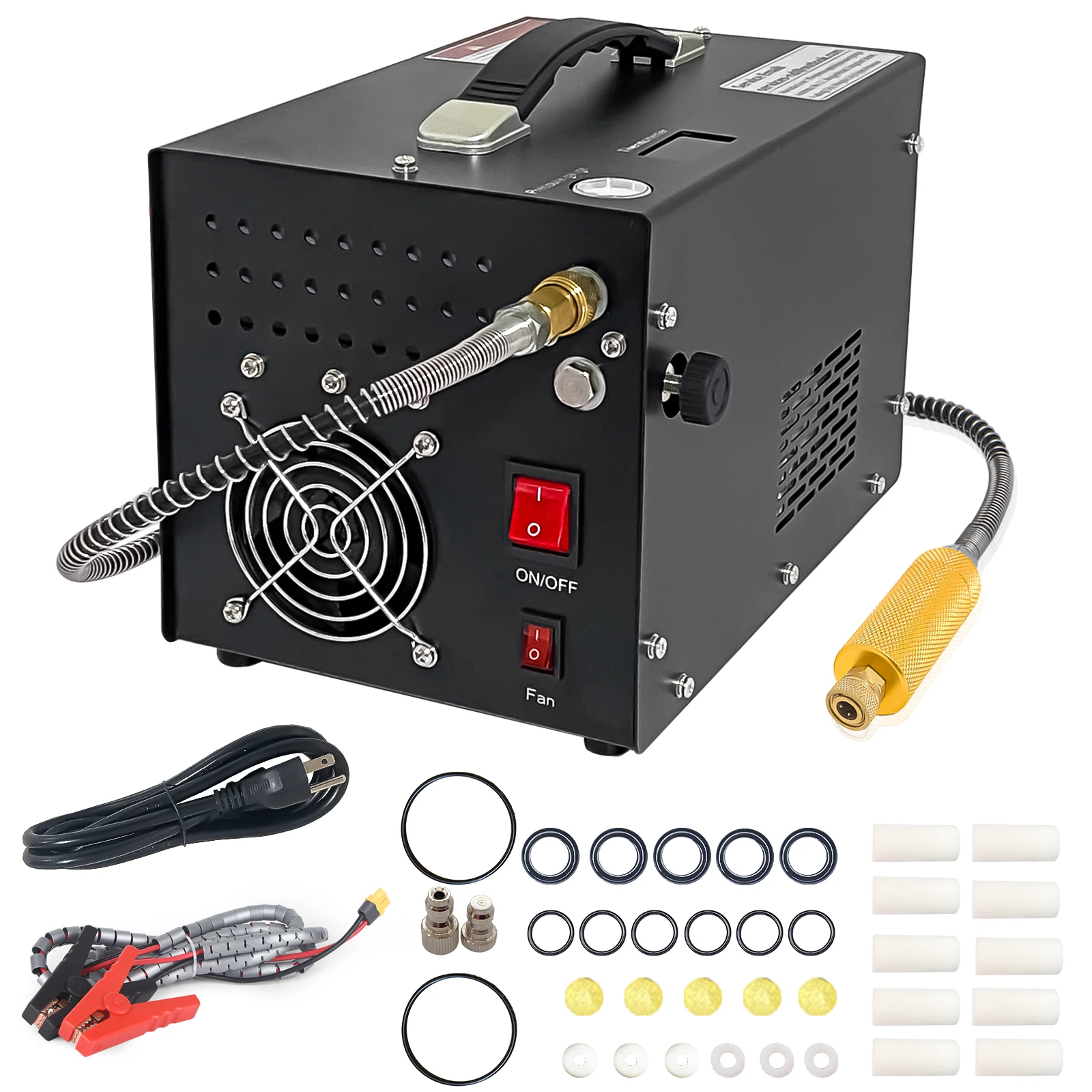 4500Psi 30Mbar Tragbare PCP-Luftkompressorpumpe Eingebautes Netzteil 12V/220V Öl/wasserlose Hochdruck-Tauchflasche