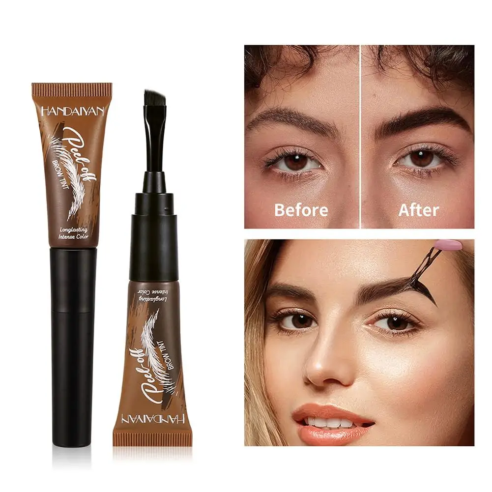 Tear-Off Eyebrow Gel And Brush Combined Semi-permanent Peeling Brow Tint Long-Lasting Intense Color Sweat-Resistant Eye Makeup