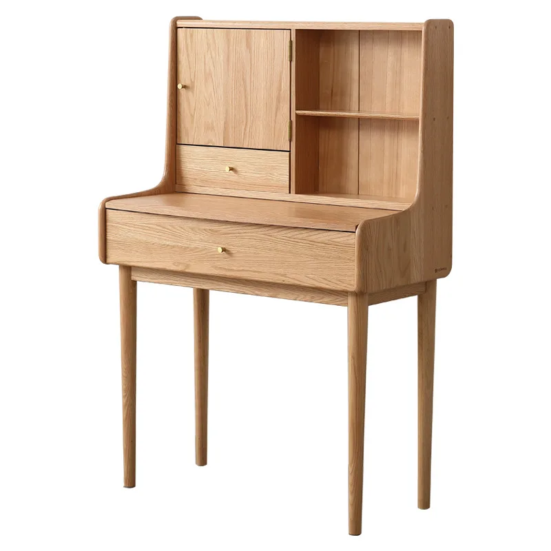 طاولة مستحضرات تجميل صغيرة من خشب البلوط الصلب، مكتب بسيط وحديث، شقة صغيرة شمالية لمستحضرات التجميل