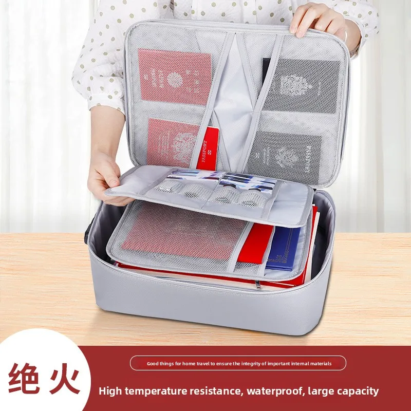 Bolsa impermeable e ignífuga para el hogar y la Oficina, bolsa de almacenamiento de documentos de información valiosa, caja de almacenamiento de libros de cuentas de contrato de certificado