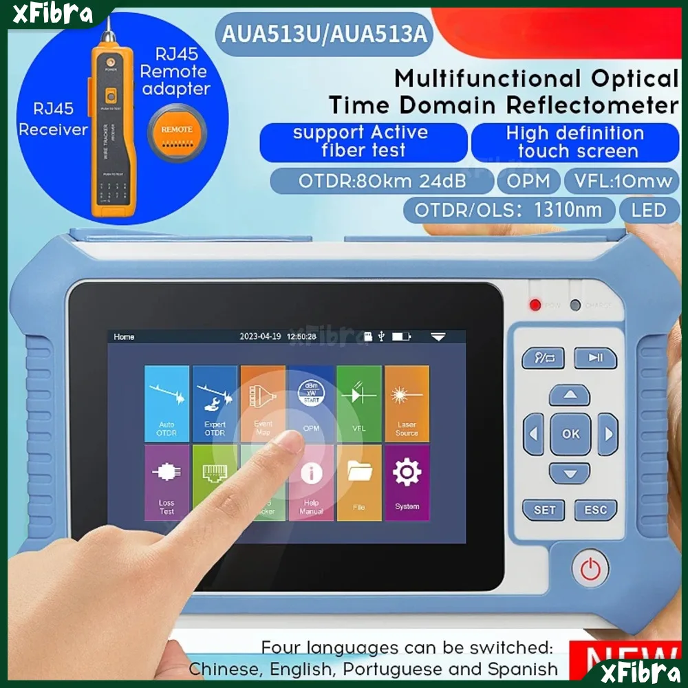 AUA-513/501/500/516/562U/A Active Fiber Testing OTDR Optic Reflectometer VFL OLS OPM LED Event Map Ethernet Tester