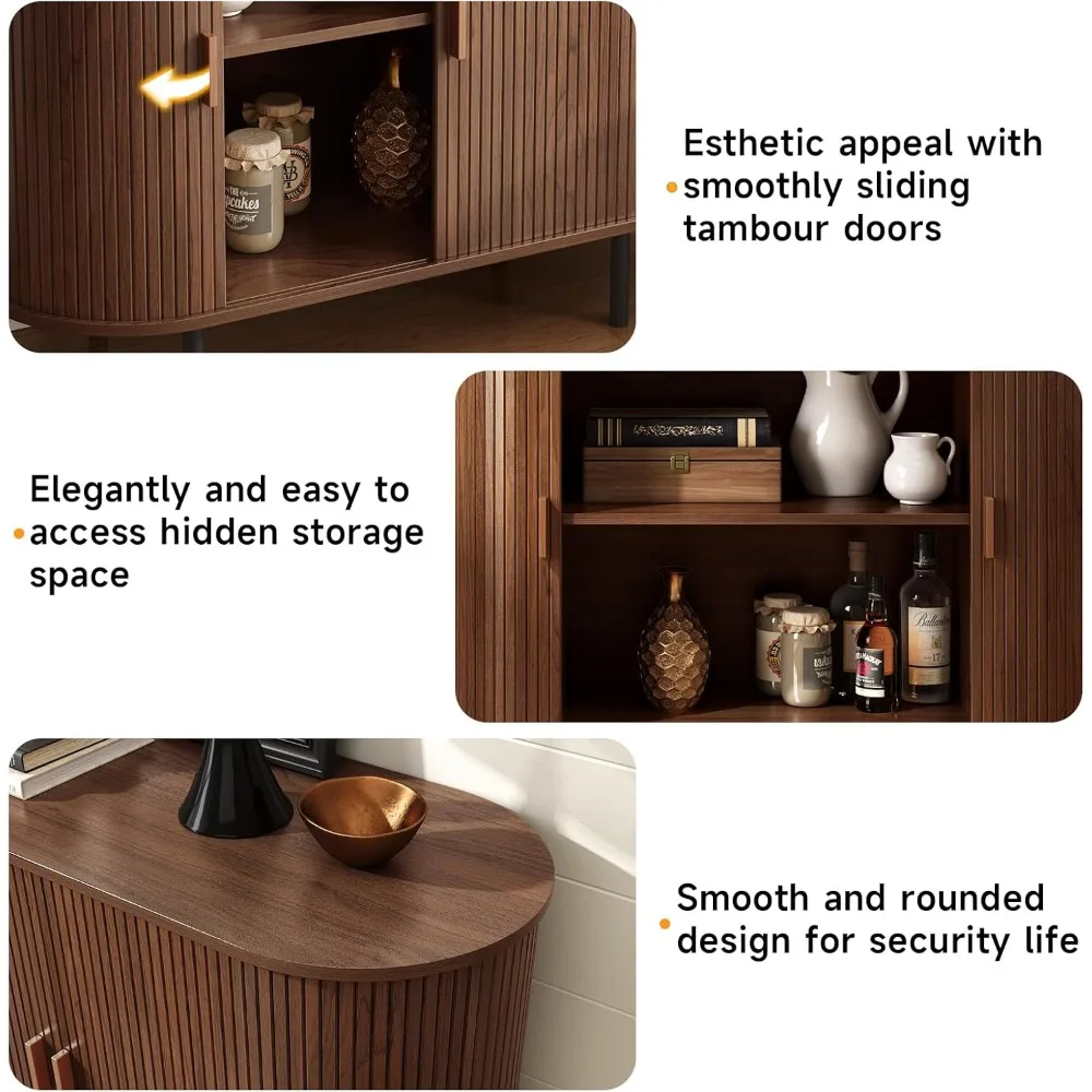 خزانة بوفيه حديثة مع مساحة تخزين بباب منزلق وأرفف قابلة للتعديل لوحدة تحكم بار القهوة المعاصرة