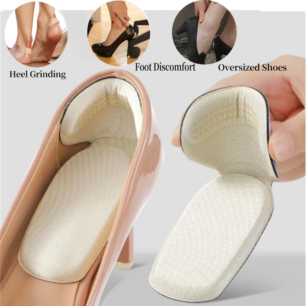 2pcs Shoe Heel Insoles Foot Heel Pad Sports Shoes Adjustable Antiwear Feet Inserts Insoles Heel Protector Sticker Insole Brioche