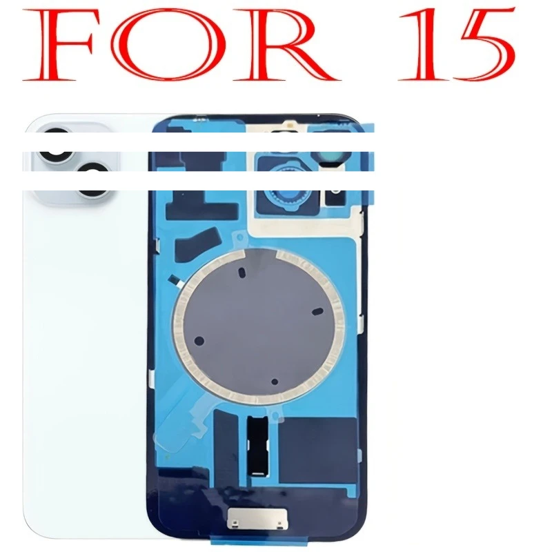 1PCS Battery Back Door Glass Cover Replacement for Iphone 15/15 Plus Back Glass Replacement Part with Magnets, Brackets image 3
