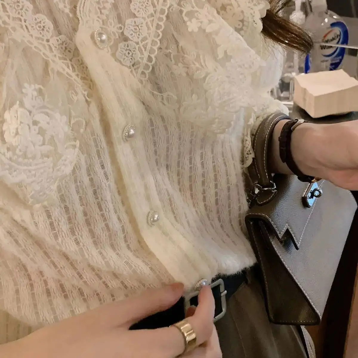 

V Neck Lace Women S Small Base Shirt Top