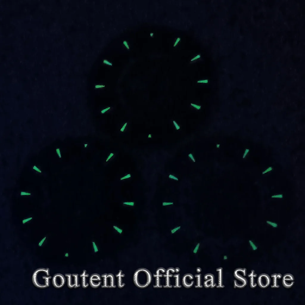 Goutent 33.5mm Green Blue​ Fit NH35 Automatic Movement Green Luminous 6 o\'clock Crown Date Window