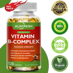 B-Complex Vitamin Supplements (B12 B1 B2 B3 B5 B6 B9 Folic Acid &Biotin) for Relieve Stress, Mood, Immune System Support Capsule