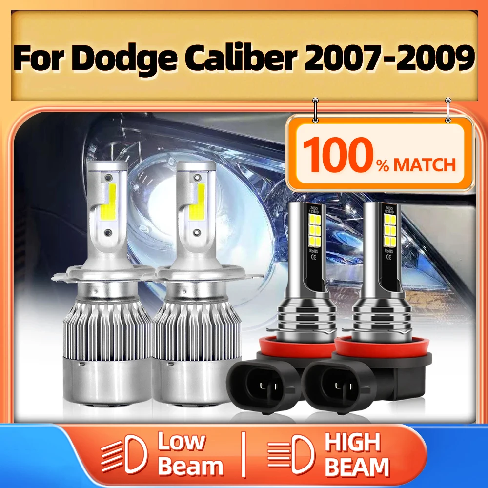 Canbus LED Headlight Bulbs 40000LM 240W Car Headlamp 12V 6000K White Turbo Auto Fog Light For Dodge Caliber 2007 2008 2009