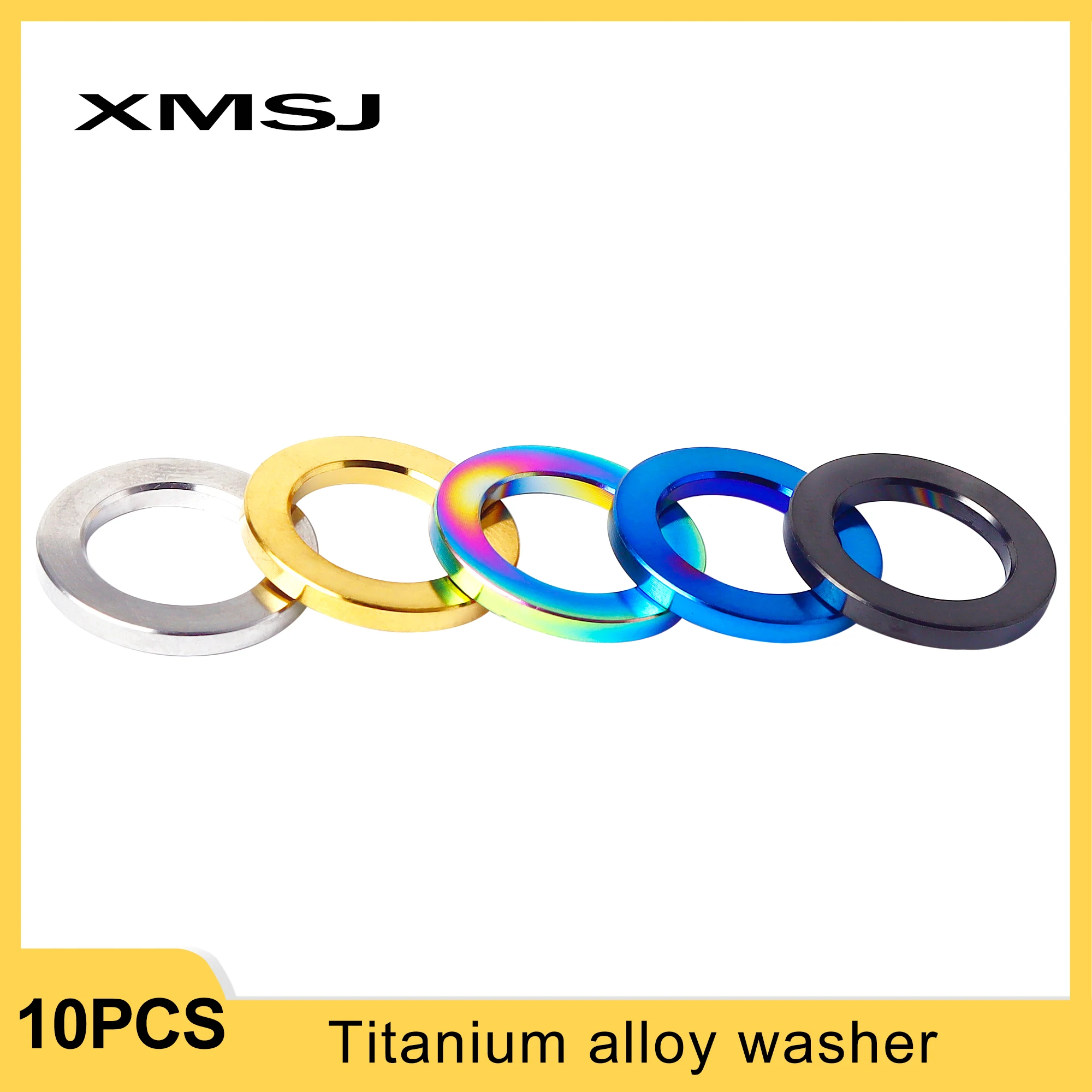 XMSJ Titanium Washer Gasket M4 M5 M6 M8 M10 Flat Spacer for Bicycle Motorcycle Car Modified Calipers Gasket Ti Flat Spacer