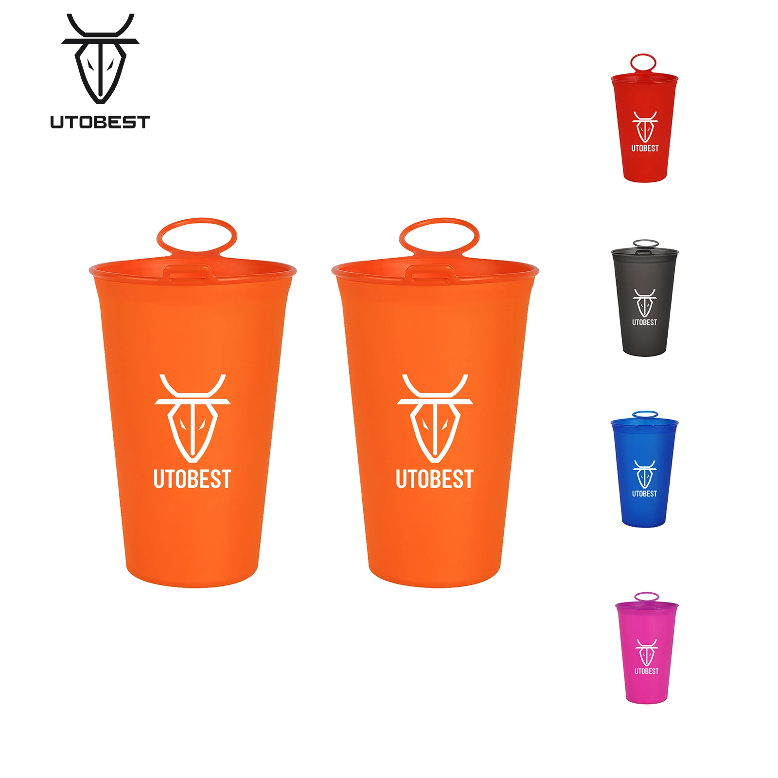 

UTOBEST 200ml 2pcs Collapsible Soft Water Cup TPU Foldable Ultralight Water Bottle for Outdoor Sports Running Marathon