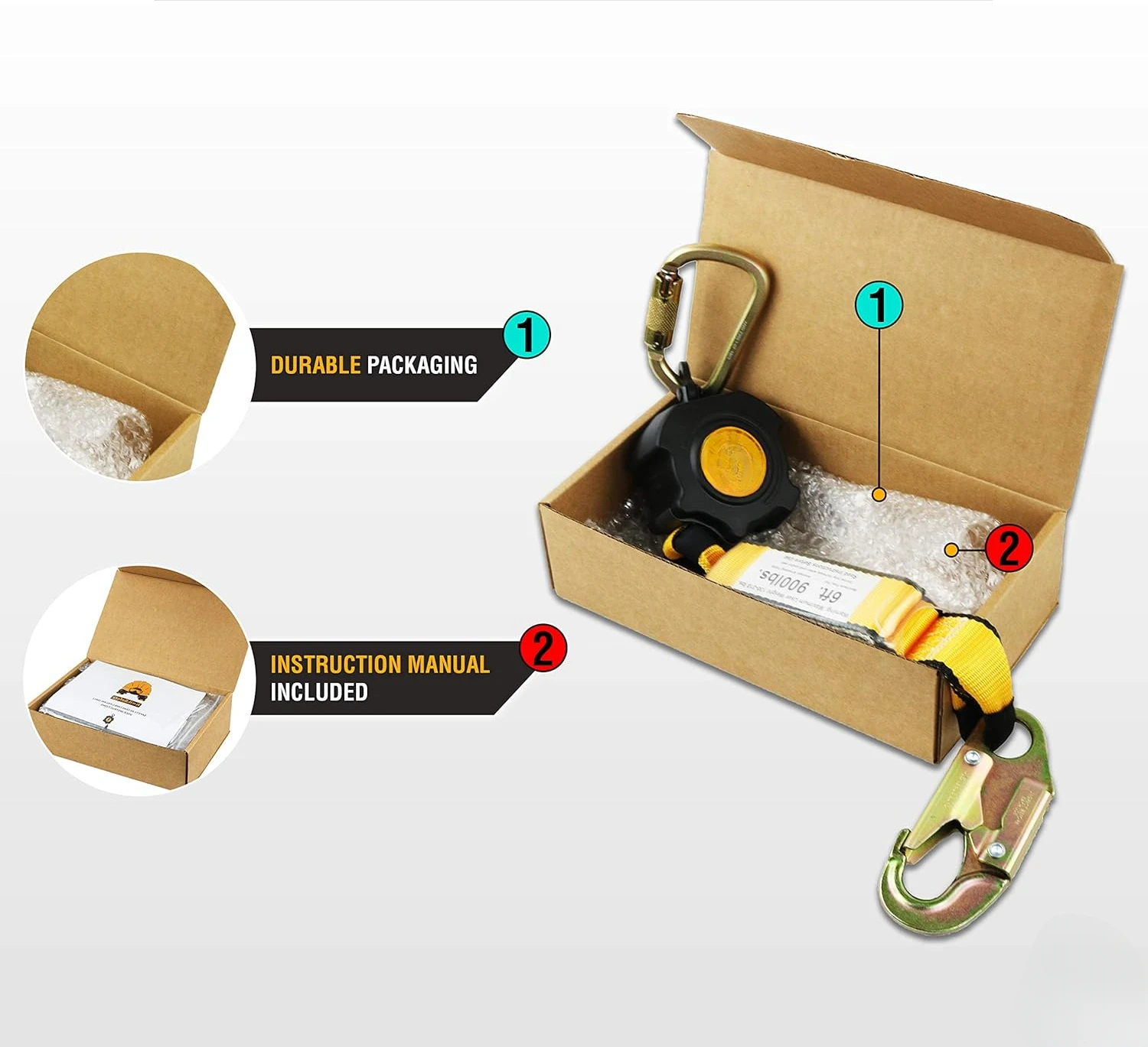 Automatic retractable lifeline [anti-entanglement + external shock absorber]