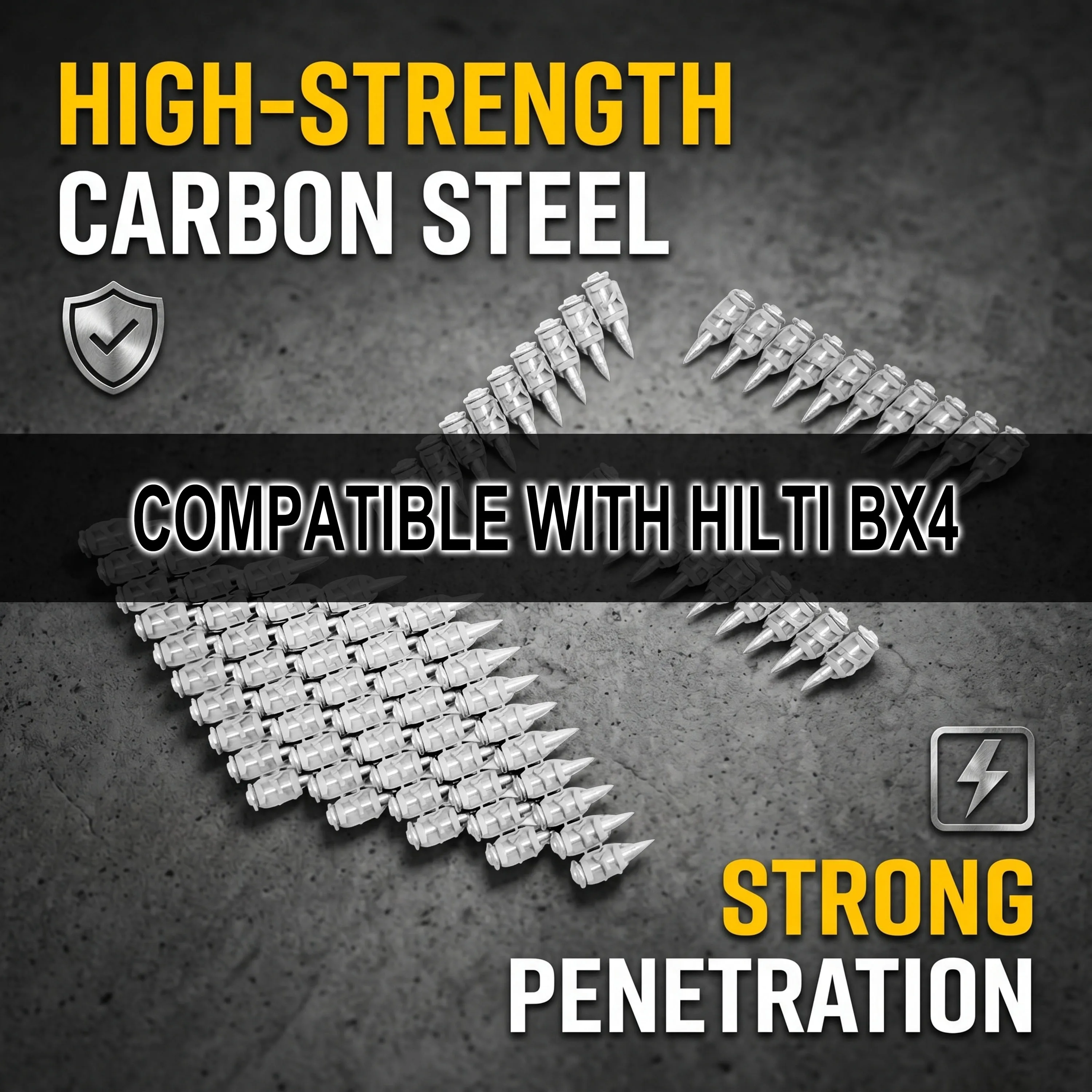 100PCS Industrial Plastic Collated Concrete Nails Compatible with Hilti BX4 Heavy Duty Steel Fastening Work