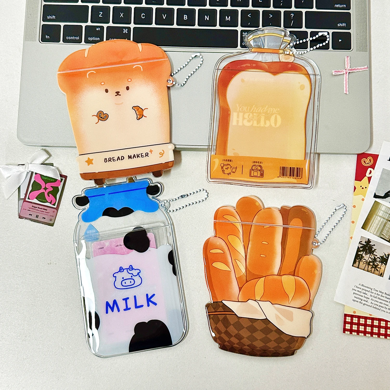 MINKYS لطيف الحيوان 3 بوصة الحليب الغذاء Kpop Photocard حامل صور حامل بطاقة حقيبة قلادة العودة إلى المدرسة القرطاسية