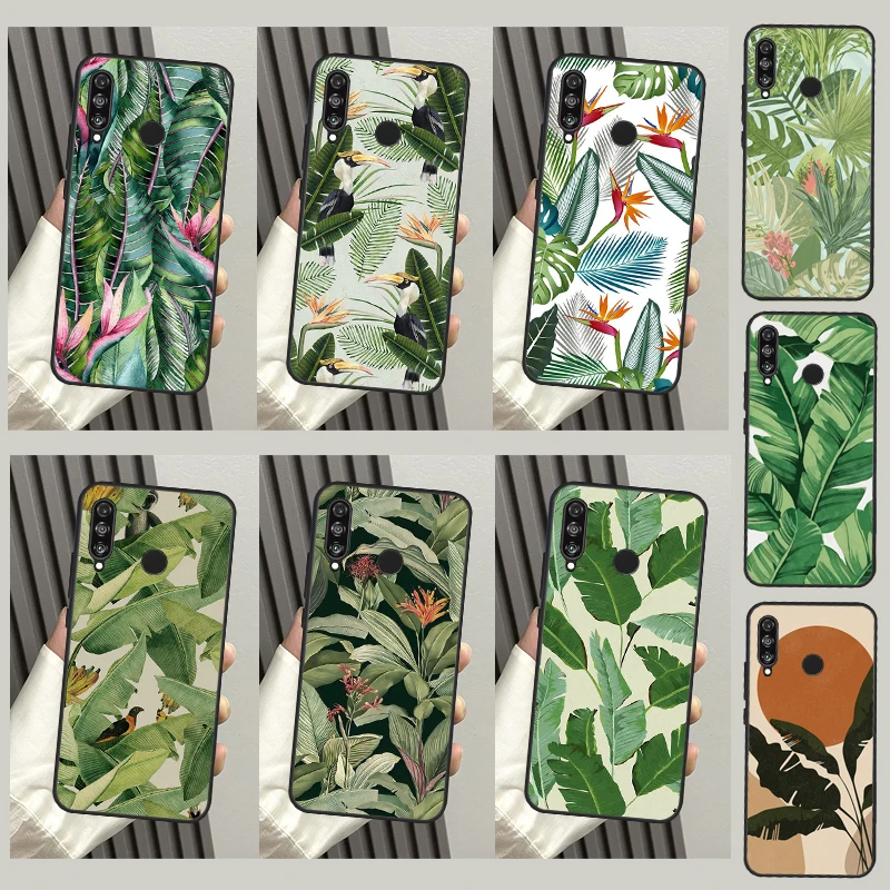 Retro Banana Leaf Plant Case For Huawei P30 P20 P50 Pro P40 Lite P Smart 2021 Nova 5T For Honor X8 X9a 50 70 Cover