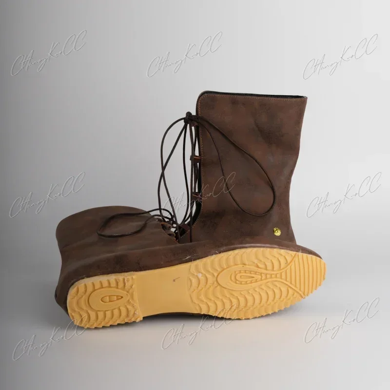 Middeleeuwse Steampunk Vintage Lolita Schoenen Leren Laarzen Cross Lace Up Elf Hunter Queen Cosplay Voor Vrouwen Mannen Rekwisieten