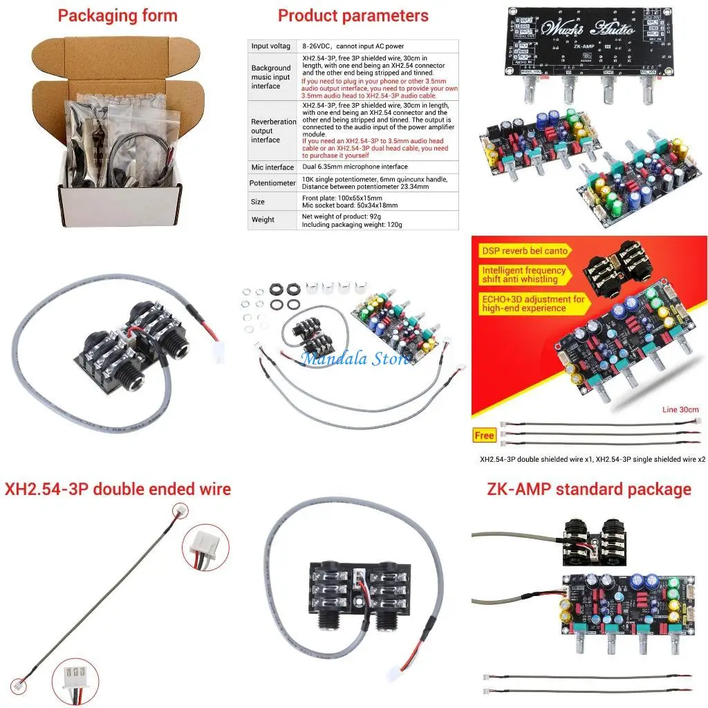 

U2JC Digital Microphone Magnifiers Board Karaoke Reverberation Board Karaoke Magnifiers Modules DC8V-26V