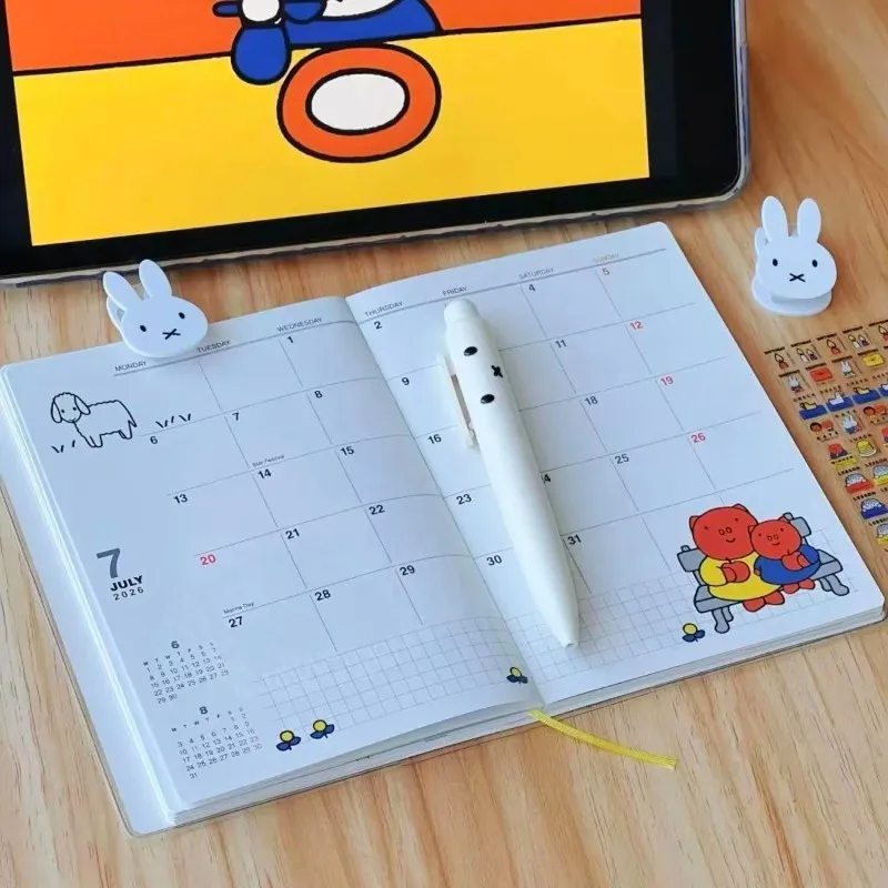 Anime Miffy A6 Planner Notebook Schedule Agenda Journal Habit Tracker Study Plan Record Book Organizer for Student School Notes