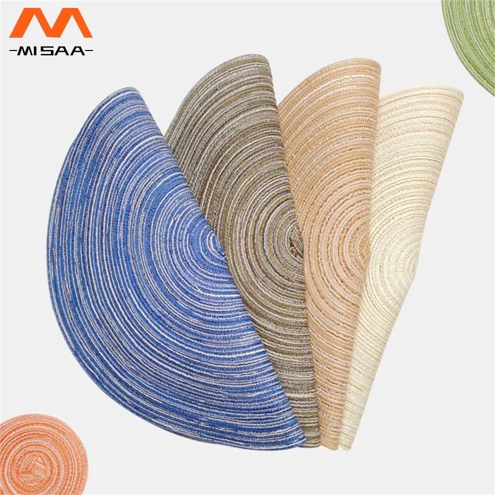 

Heat Insulation Mat Heat-resistant Placemats Stain Resistant Washable Houseware Placemats For Dining Table Anti-skid Round Woven