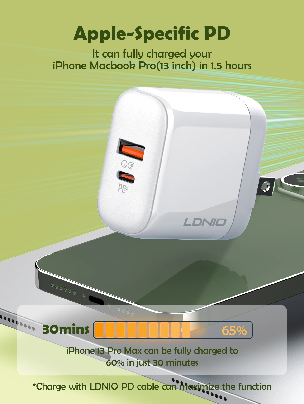 45W Fast Charging LDNIO USB C Charger 2 Ports Type C Wall Charger PD QC4.0 Power Adapter Quick Charge  for Samsung Xiaomi iPhone