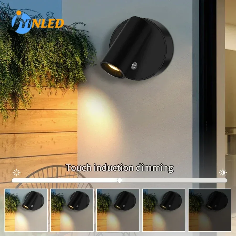 

Magnetic LED Cordless Wall Sconce Light White Black Bedside Led Wall Lamp Touch Indoor Wireless Spotlight USB Charging Wall Lamp