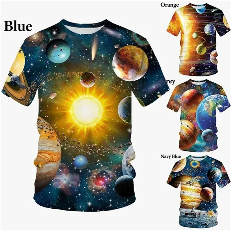 

3d Printed Cosmic Planet Novelty T Shirts Men's Streetwear Tee Tops Casual Round Neck Oversized Tshirt For Men Ropa Hombre