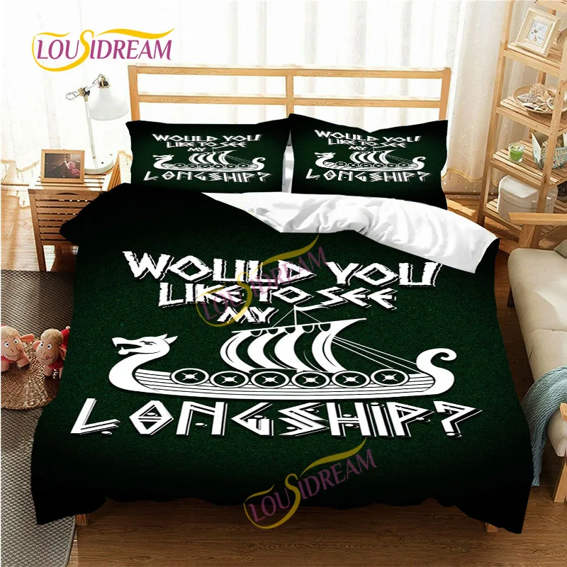 Vikings personalization bedroom decorationDuvet Cover Pillowcase Bedding Set Flat Sheet Three Piece Flat Cover Duvet cover