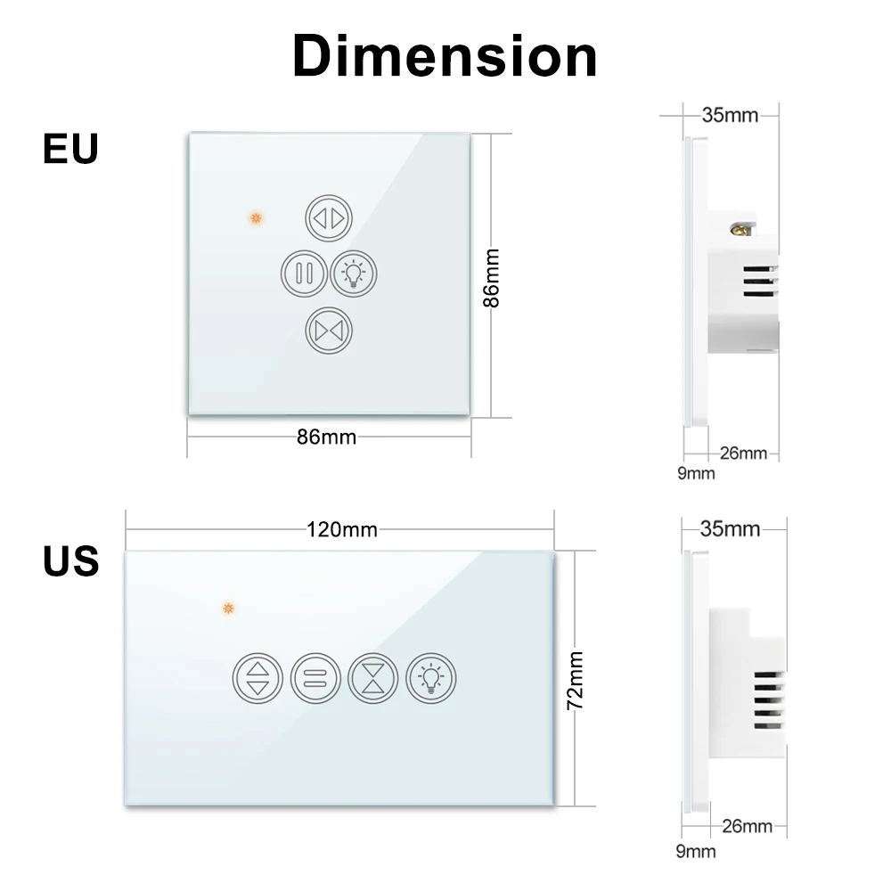 Tuya WiFi Curtain Light Switch for Roller Shutter Blinds App Remote Control Google Home Alexa Timer Automation DIY