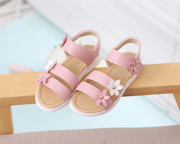 a pair new summer girls shoes stylish sandals floral - Oman