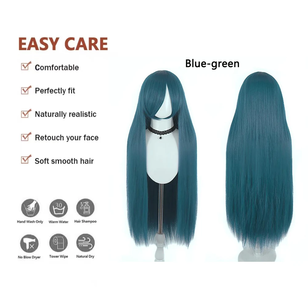 شعر مستعار صناعي مستقيم 80 سم، كثافة عالية 180%، شعر مستعار عالمي أرجواني وبرتقالي للحفلات اليومية مقاوم للحرارة #3