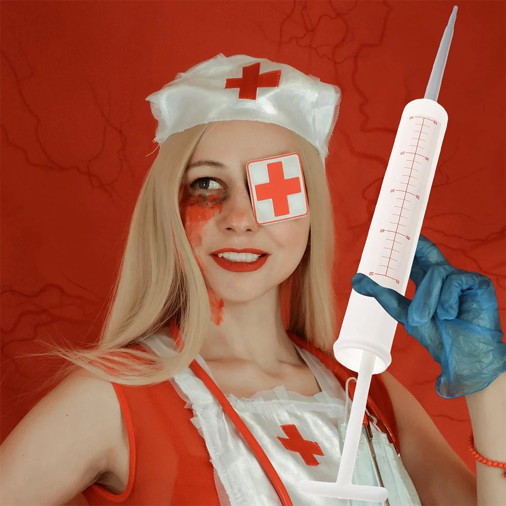 เข็มฉีดยาขนาดใหญ่ 3 ชิ้น อุปกรณ์ประกอบฉากงานปาร์ตี้ ชุดคอสเพลย์พยาบาล หมอ สำหรับงานฮาโลวีน งานคาร์นิวัล งานธีมต่างๆ ของตกแต่งงานเลี้ยง ของเล่นสวมบทบาท