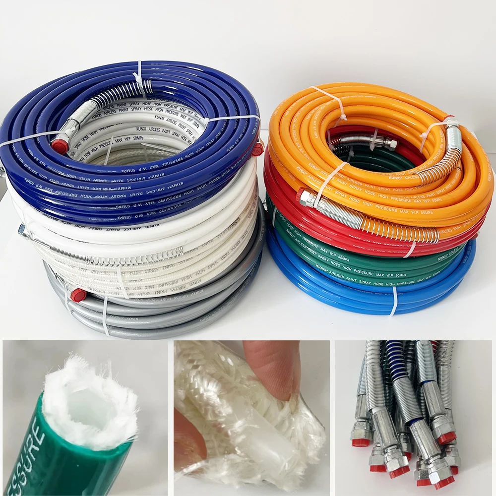 High Quality High-pressure Airless Double-layer Fiber Spraying Hose With 1/4 Interface Connector Connected to Spraying Machine