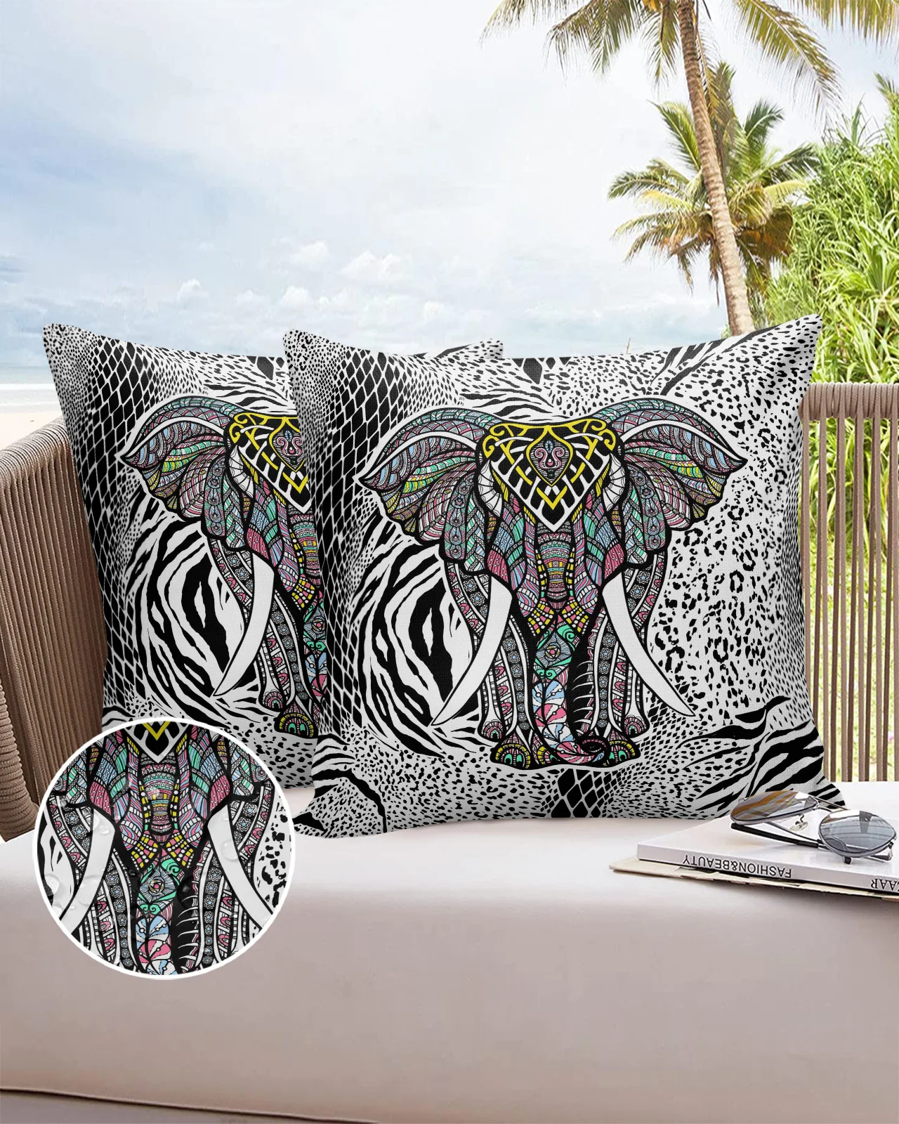 

Animal Elephant Mandala Zebra Texture 2/4PCS Outdoor Pillowcase Waterproof Pillow Cover Case Garden Cushion Covers Home Decor