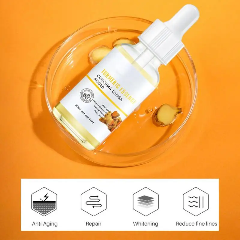 30ml Turmeric Freckle Whitening Serum Nourishing Moisturizing Repair Skin Brighten Fade Dark Spot Essence Face Skin Care