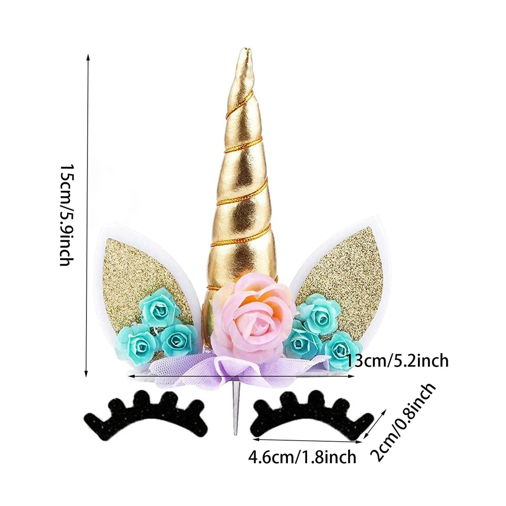 Unicorn Cake Topper Unicorn Birthday Party Supplies Cake Topper Decorations for Girls First Birthday Cake Topper with Eyelashes