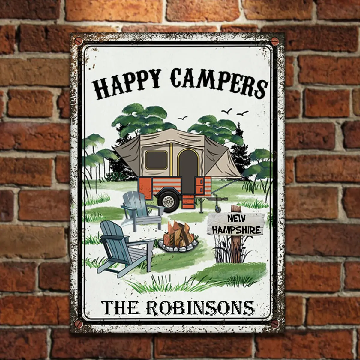 GadgetsTalk Happy Campers - Camping Personalized Metal Sign - Funny Personalized Metal Sign - Gifts for Campers Indoor or Outdoo