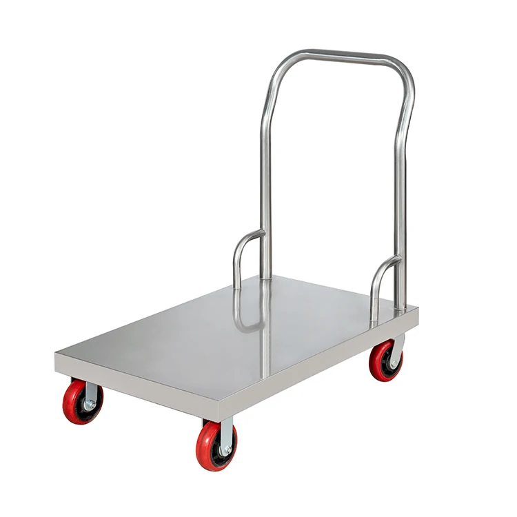 Ruitai stainless steel flat trolley bracket folding silent  four-wheel trailer trolley