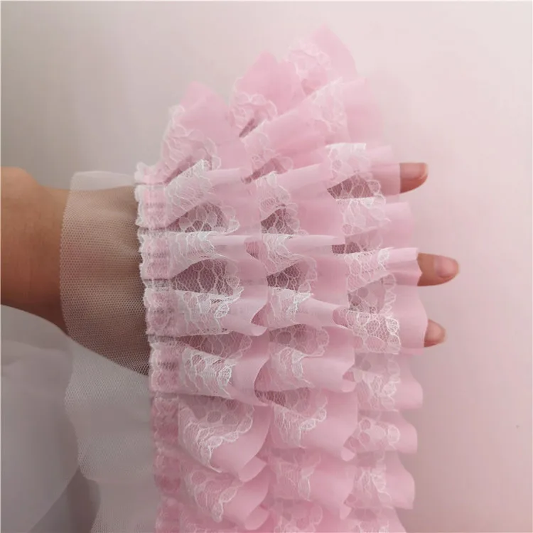 1yard price 11cm wide fairy beauty multi-layer mesh lace chiffon skirt hem cuffs lace accessories skirt fabric