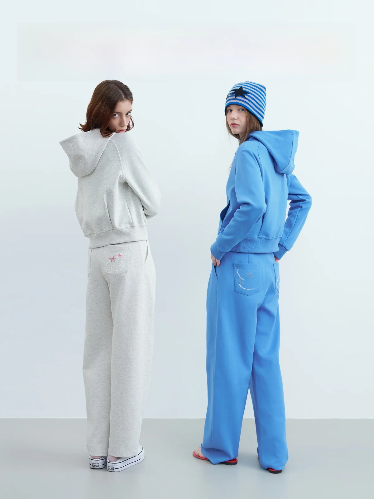 

Riverstone plus Color Hoodie Jaet Women's Spring Slimming Loose Casual Pants Set Faionable Zipper Closure Cotton Blend