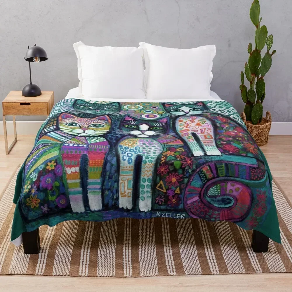 

Quirky Cats Throw Blanket Year Round Soft Comfortable Blanket for Home