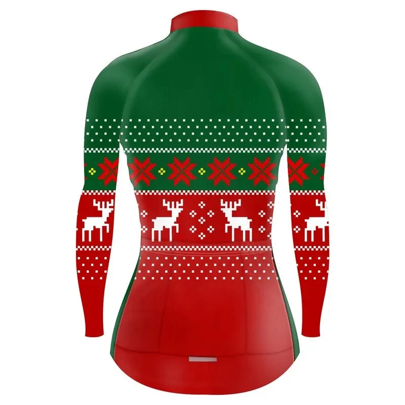 Christmas Women Long Sleeve Cycling Jersey New style Thin Or Winter Fleece Bike Clothing Outdoor Sport Coat