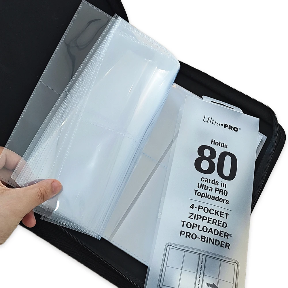 Card Top Loader - Toploader Pro-Binder mit Reißverschluss, 4-Fach-Kartenhalter für