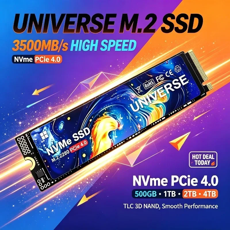 High Speed UNIVERSE Gaming SSD M.2 NVMe PCIe4.0 2280  TLC 3D NAND 500GB 1TB 2TB 4TB Solid State Disk for Desktop Laptop.