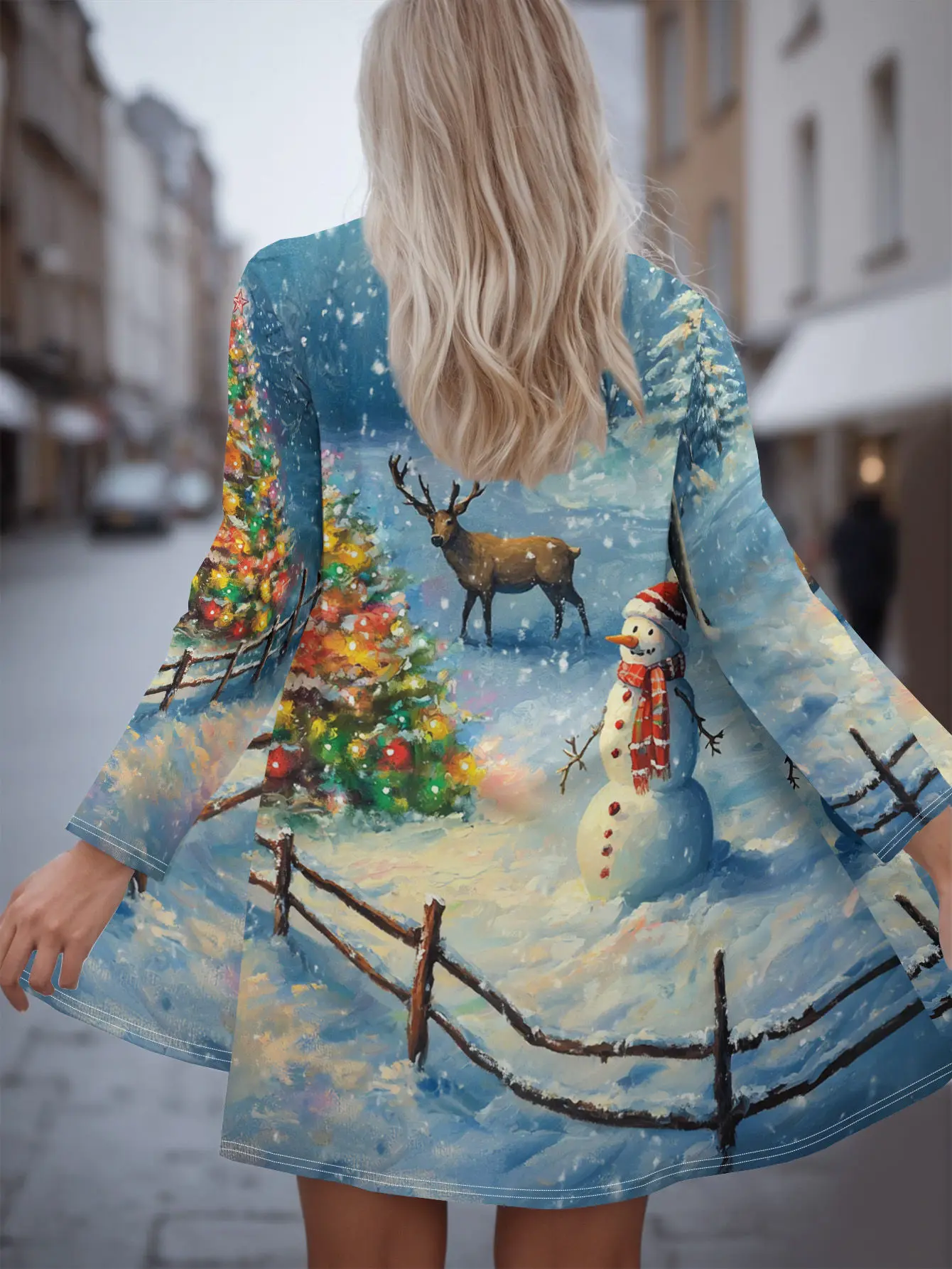 

Women's 3D Christmas Cardigan, Deer Snowman Holiday Print, Soft V-Neck Long Sleeve,Cozy Festive Winter Wear,Perfect for Seasonal